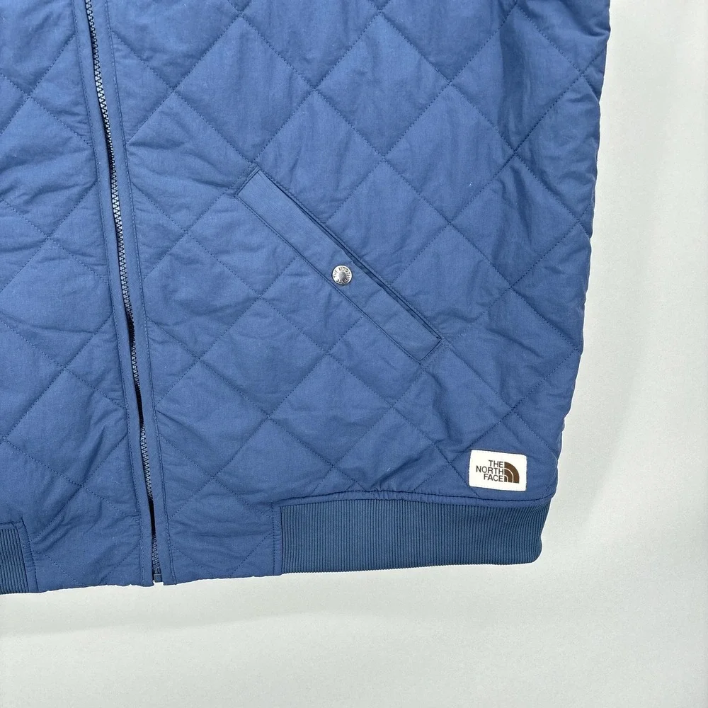 The North Face Vest Mens 2XL Blue Quilted Full Zip Sherpa Fleece Lined Insulated